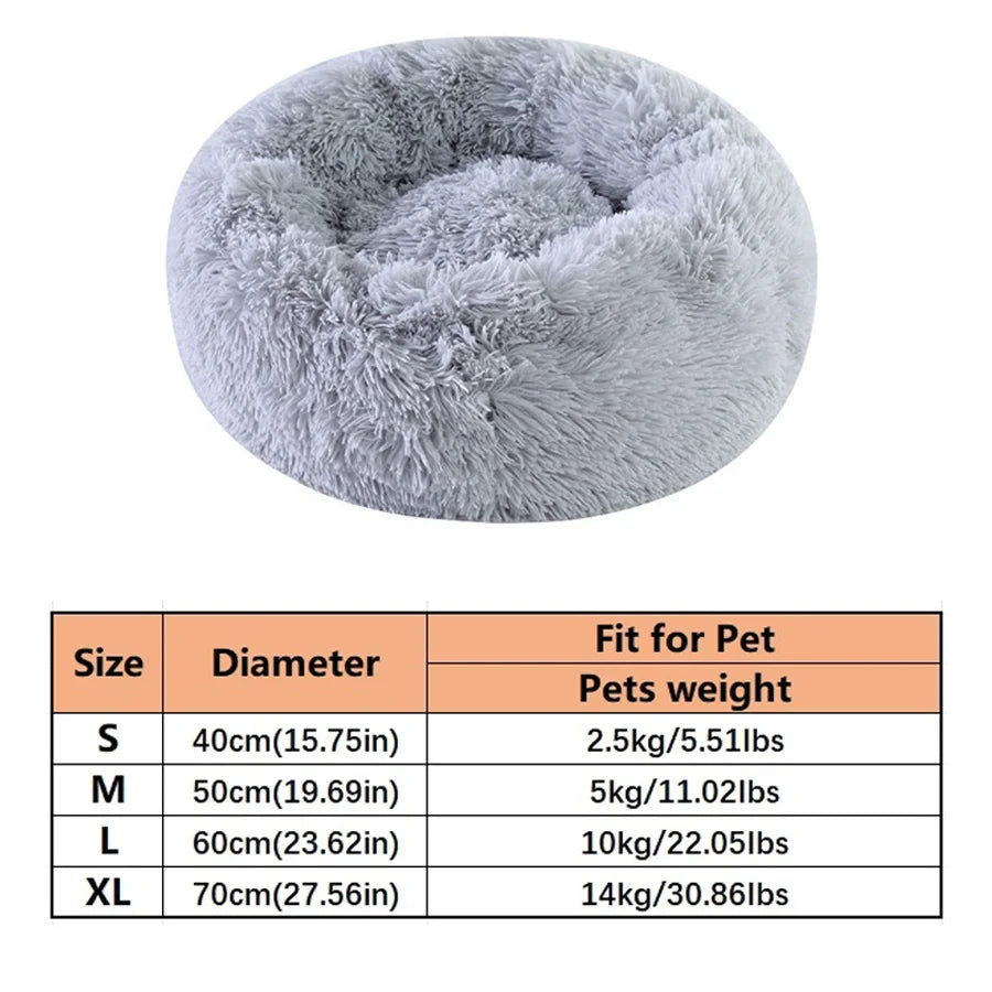 Rund Donutbädd i Plysch – Katt & Hund