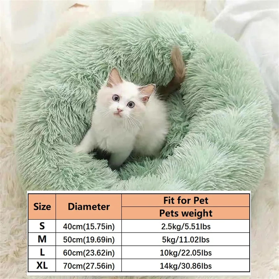Rund Donutbädd i Plysch – Katt & Hund