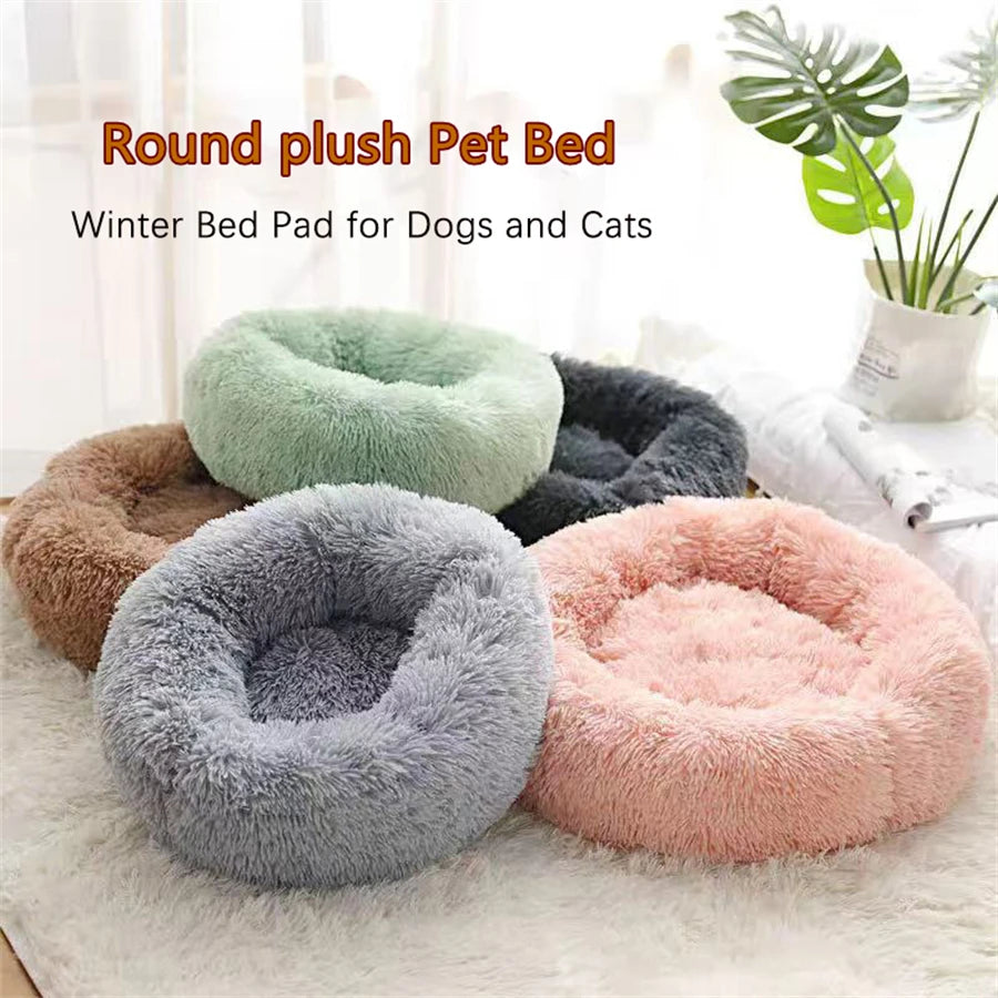 Rund Donutbädd i Plysch – Katt & Hund