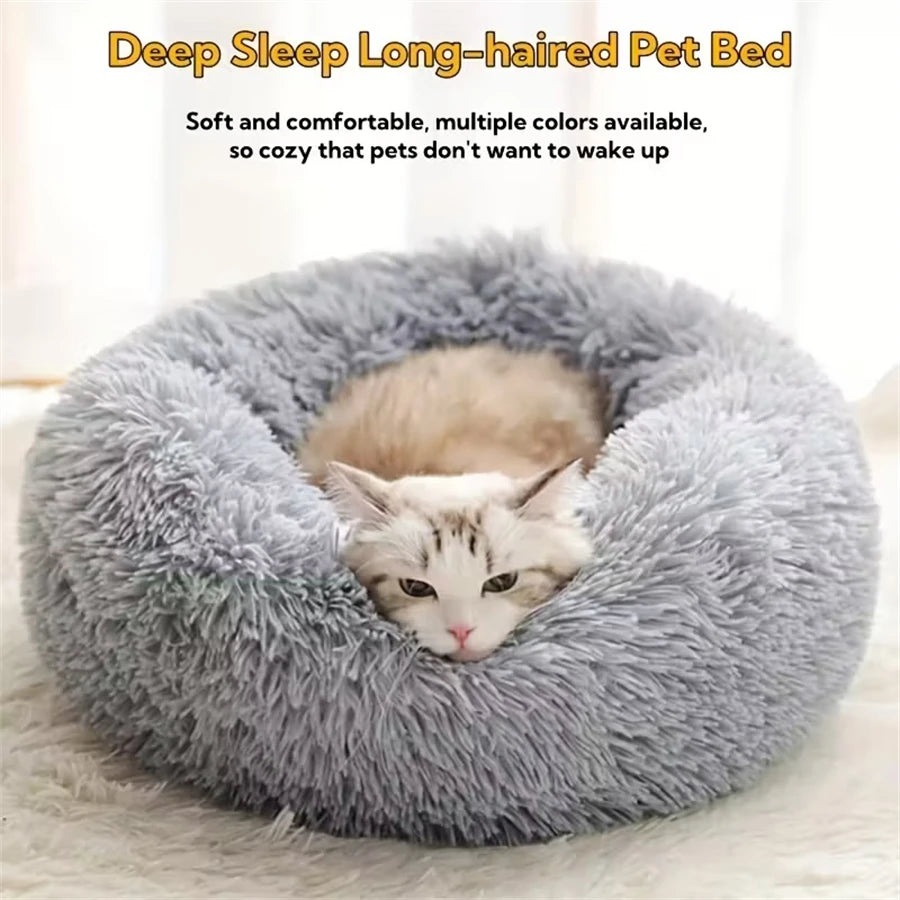 Rund Donutbädd i Plysch – Katt & Hund