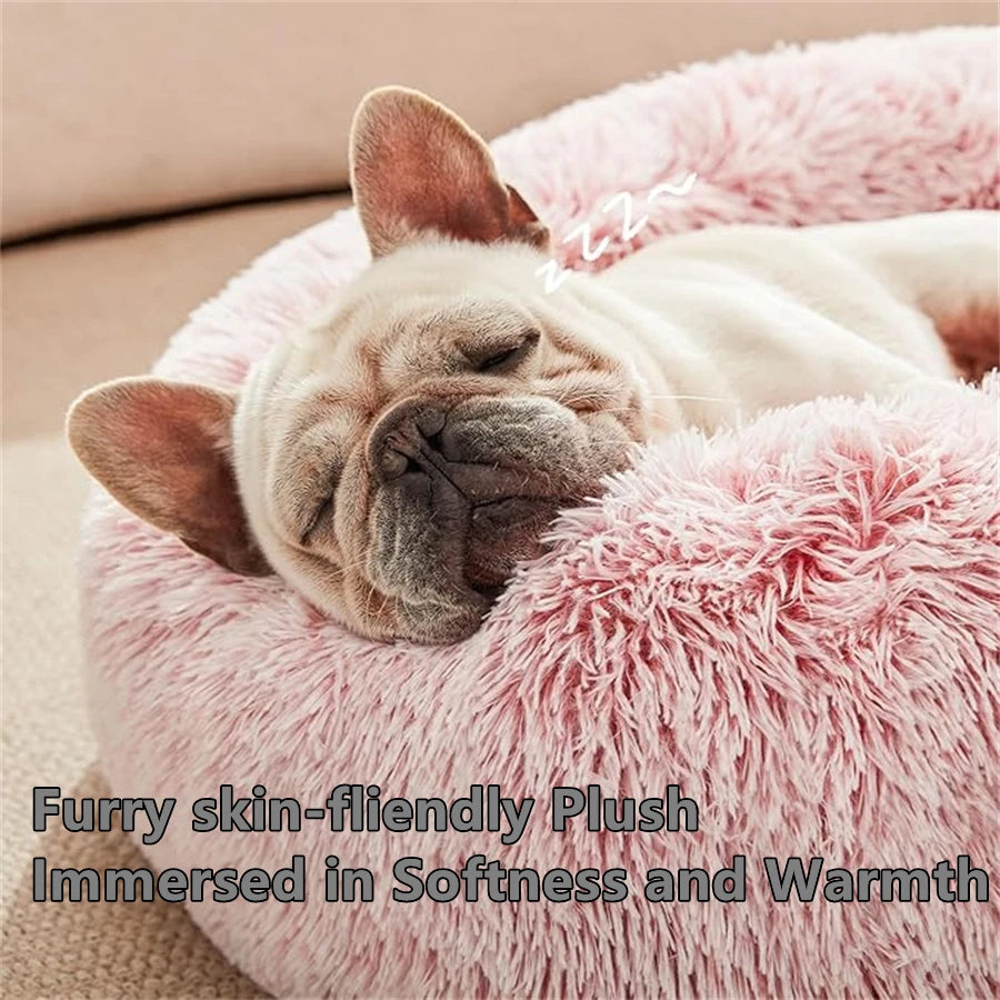 Rund Donutbädd i Plysch – Katt & Hund