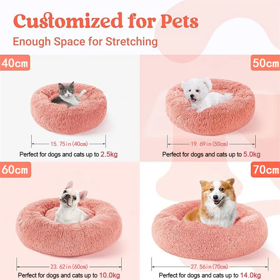 Rund Donutbädd i Plysch – Katt & Hund