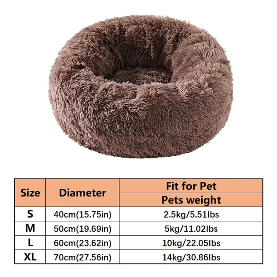 Rund Donutbädd i Plysch – Katt & Hund