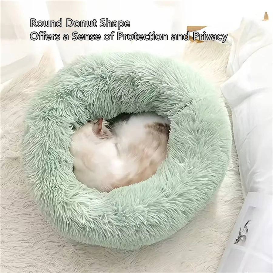 Rund Donutbädd i Plysch – Katt & Hund