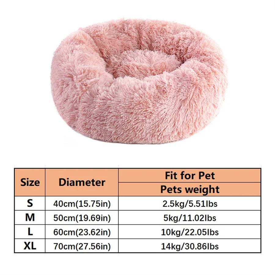 Rund Donutbädd i Plysch – Katt & Hund