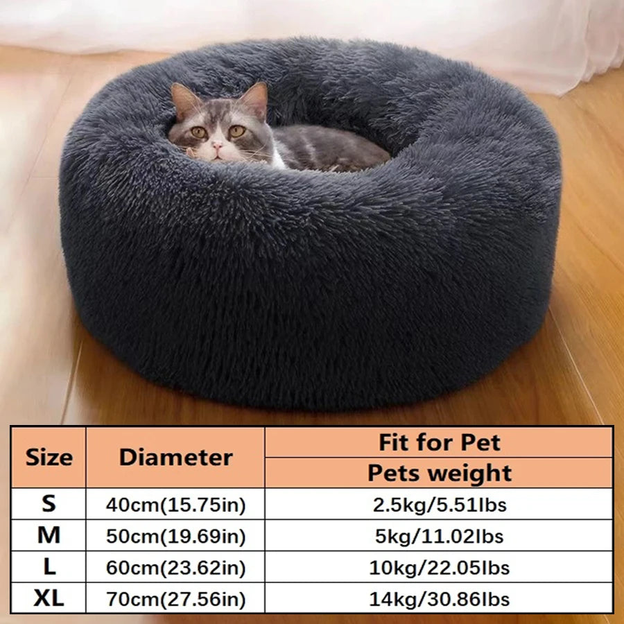 Rund Donutbädd i Plysch – Katt & Hund